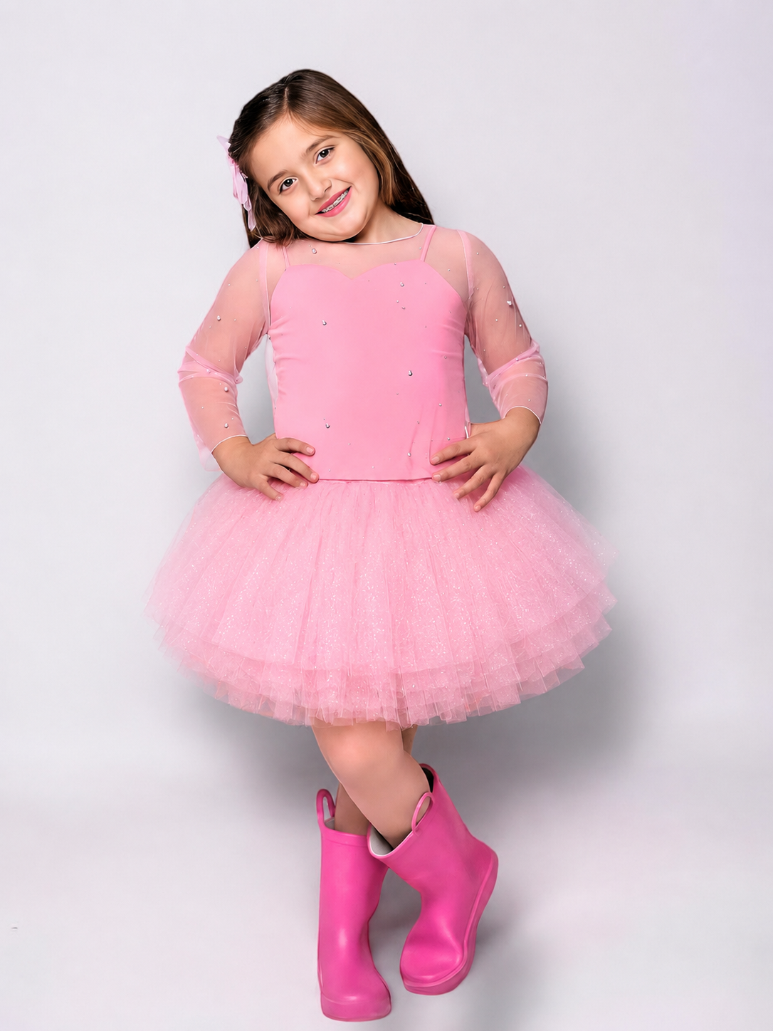 light pink thin straps tutu set Bamboo