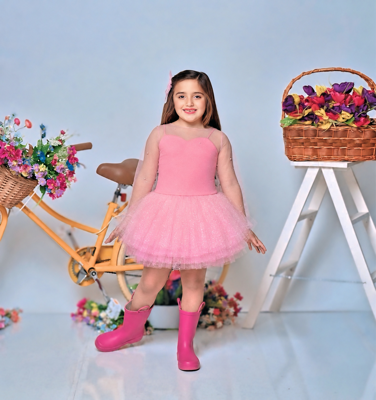 light pink thin straps tutu set Bamboo