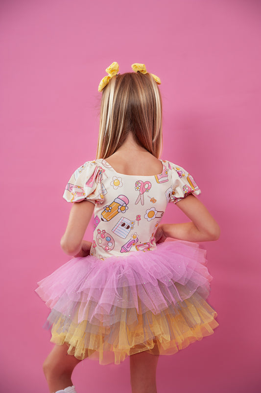 School Print tutu set Bamboo